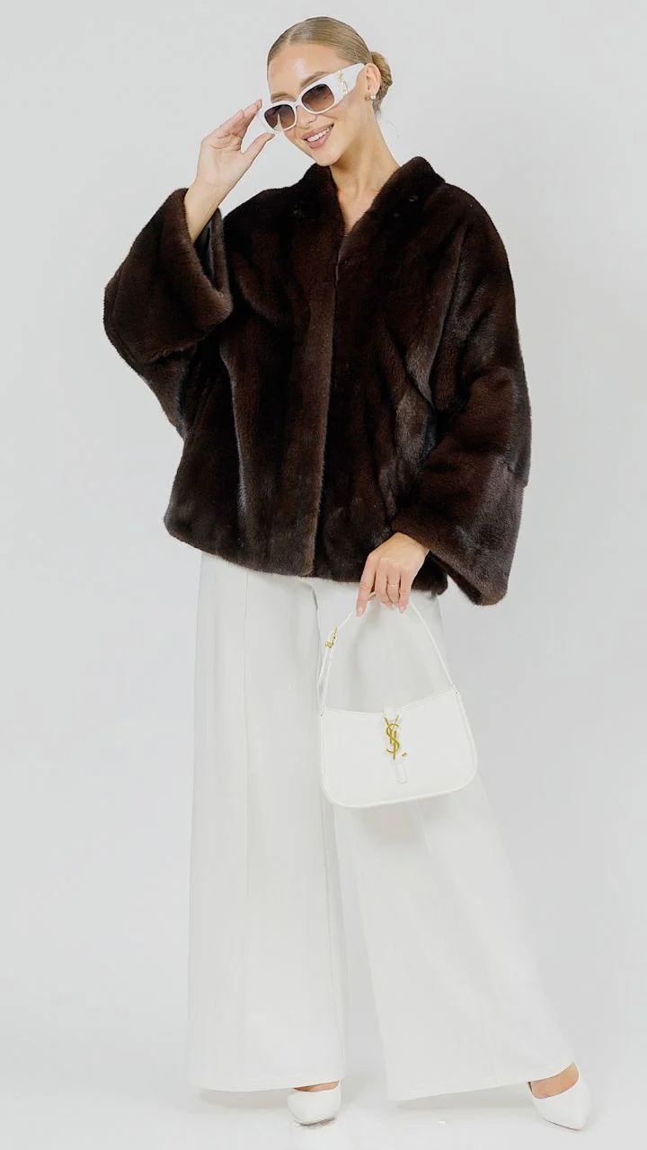 Полушубок из меха норки Орех