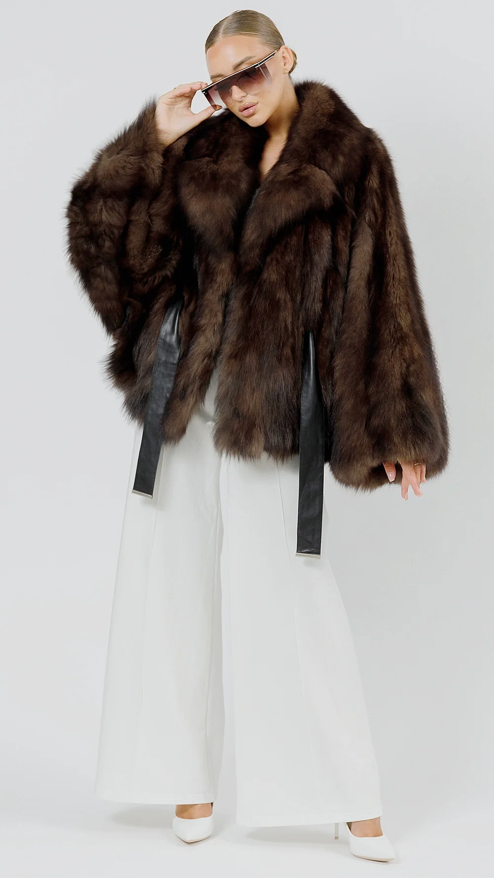 Полушубок из меха канадской лисы под соболь