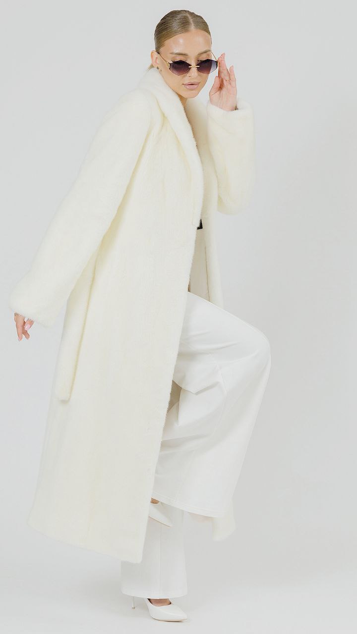 Шуба maxi прямого силуэта из меха норки White